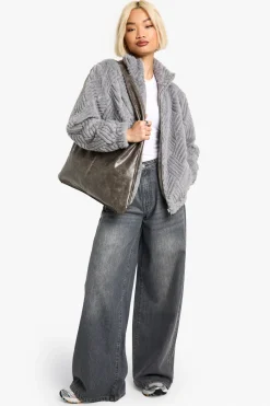 boohoo Veste en synthétique texturée<Femme Vestes & Manteaux