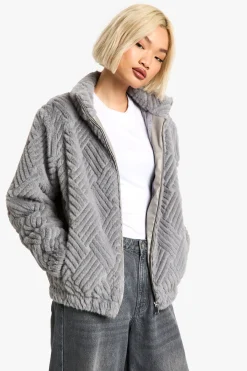boohoo Veste en synthétique texturée<Femme Vestes & Manteaux
