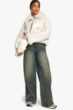 boohoo Veste en vinyle avec garniture en synthétique<Femme Manteaux Et Vestes D’Automne|Vestes & Manteaux