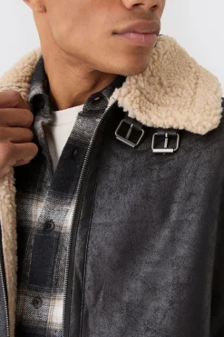 Veste Gilet Aviateur Surdimensionnée en synthétique Noir