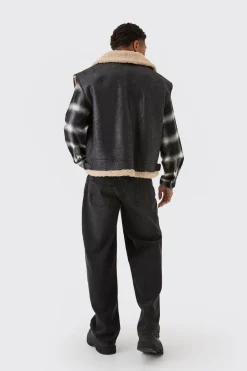 Veste Gilet Aviateur Surdimensionnée en synthétique Noir