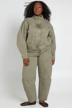 boohoo Veste Grande Taille Col Cheminée<Femme Denim|Vestes & Manteaux
