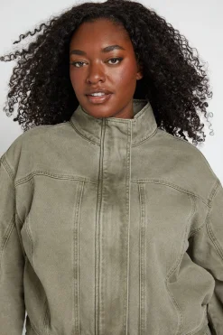 boohoo Veste Grande Taille Col Cheminée<Femme Denim|Vestes & Manteaux