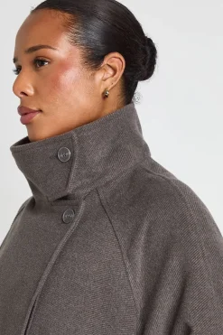 Veste Grande Taille Col Cheminée Aspect Laine