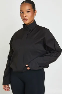 Veste Grande Taille À Col Montant En Sergé Avec Fermeture Zippée