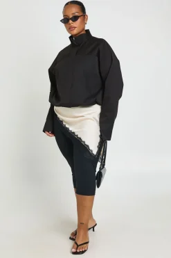 Veste Grande Taille À Col Montant En Sergé Avec Fermeture Zippée