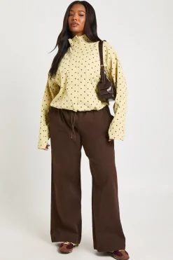 Veste Grande Taille Col Montant Sergé à Pois avec Fermeture Éclair