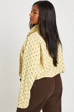 Veste Grande Taille Col Montant Sergé à Pois avec Fermeture Éclair