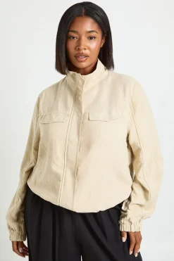 boohoo Veste Grande Taille À Col Montant Zippée Effet Peau De Pêche<Femme Vestes & Manteaux