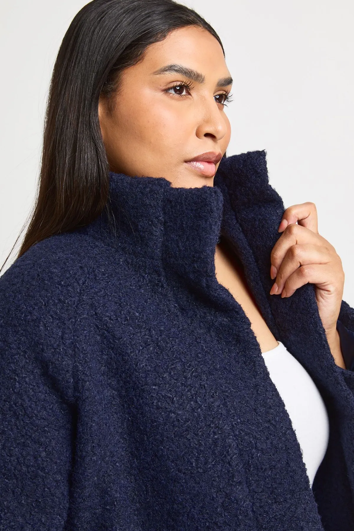 boohoo Veste Grande Taille Col Montant Aspect Laine<Femme Vestes & Manteaux