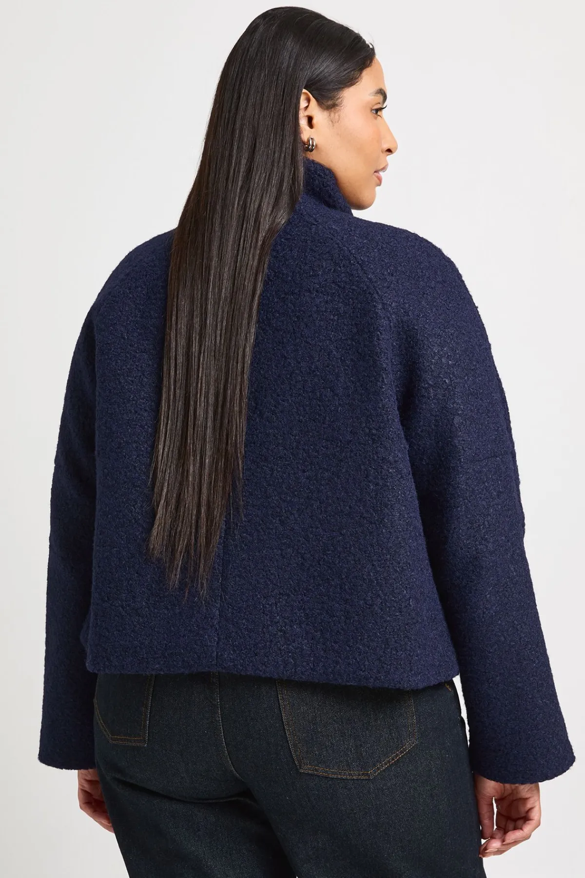 boohoo Veste Grande Taille Col Montant Aspect Laine<Femme Vestes & Manteaux