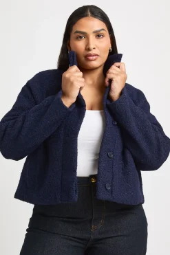 boohoo Veste Grande Taille Col Montant Aspect Laine<Femme Vestes & Manteaux