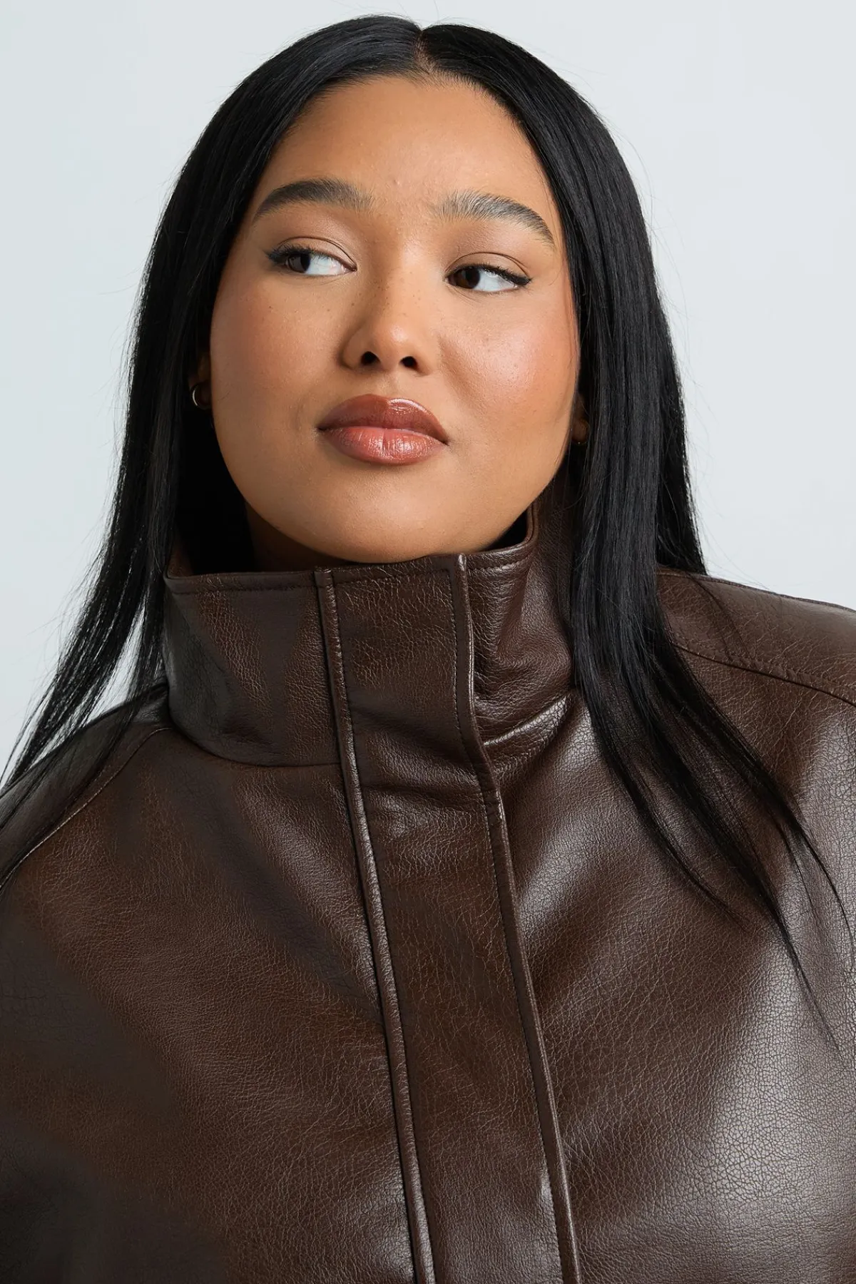 boohoo Veste Grande Taille Col Montant En Synthétique<Femme Vestes & Manteaux|Vestes En Similicuir