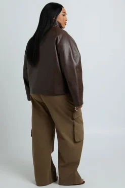 boohoo Veste Grande Taille Col Montant En Synthétique<Femme Vestes & Manteaux|Vestes En Similicuir
