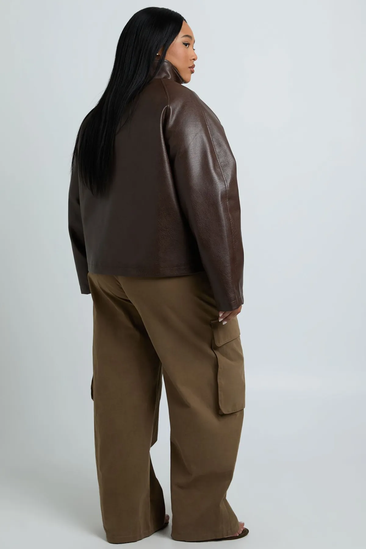boohoo Veste Grande Taille Col Montant En Synthétique<Femme Vestes & Manteaux|Vestes En Similicuir
