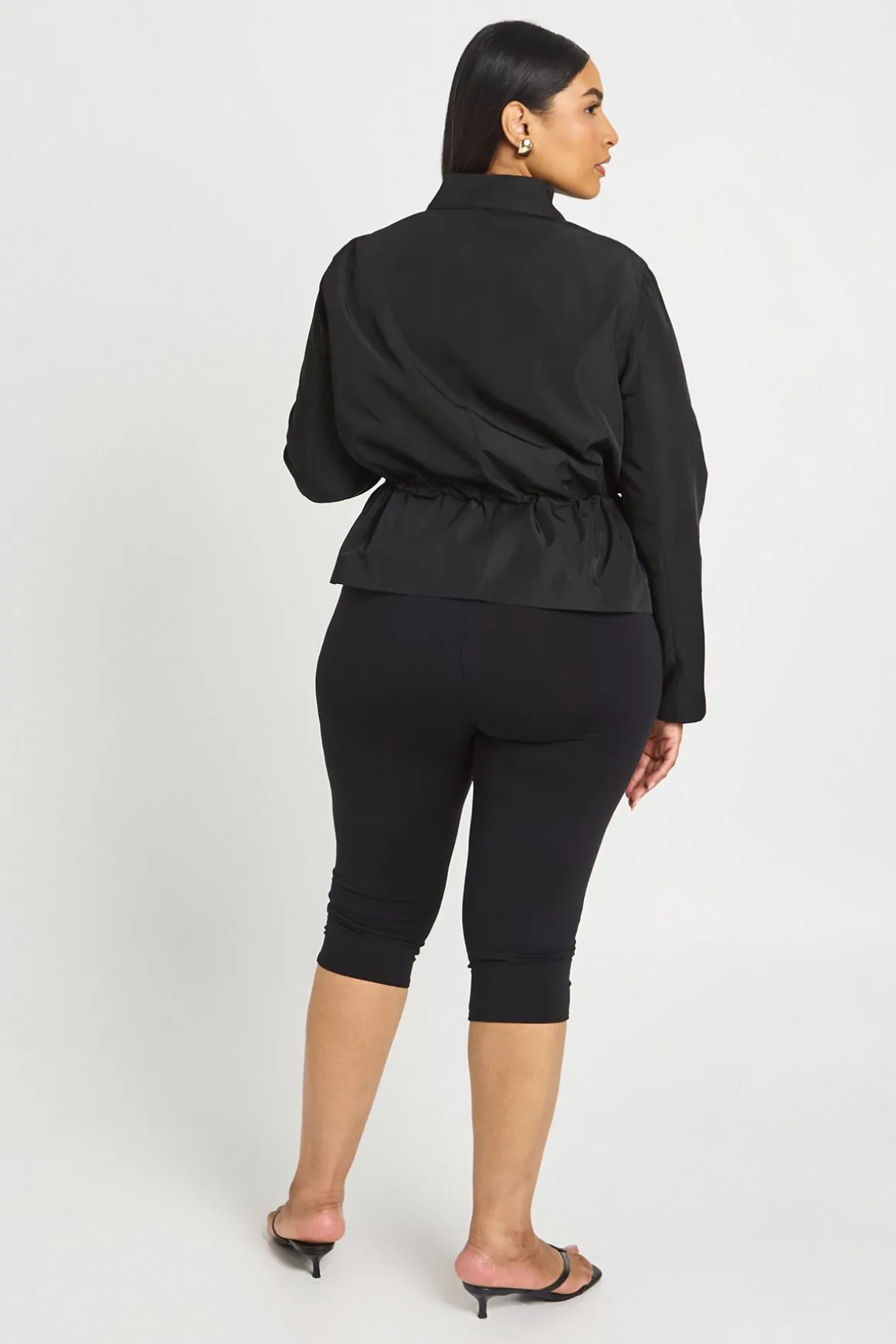 Veste Grande Taille En Nylon À Taille Cintrée