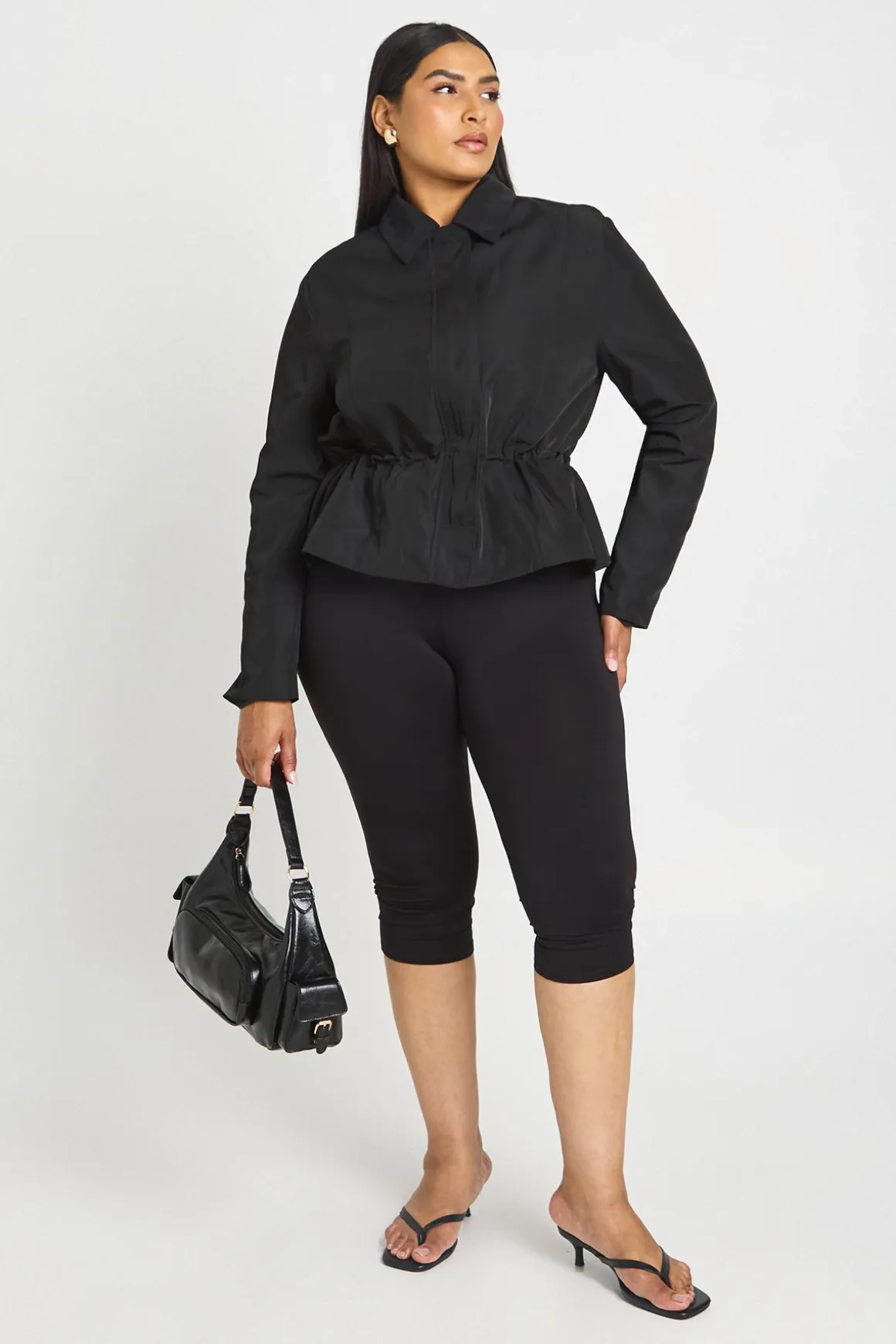 Veste Grande Taille En Nylon À Taille Cintrée