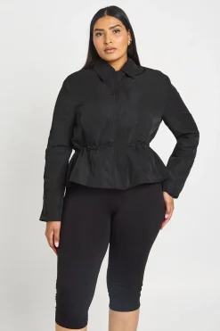 Veste Grande Taille En Nylon À Taille Cintrée