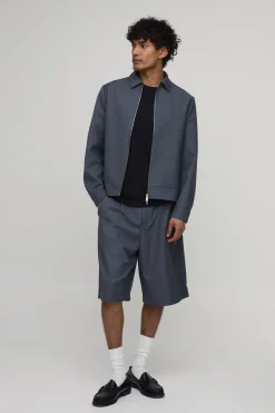 Veste Harrington Ajustée Zippée Coordonnée