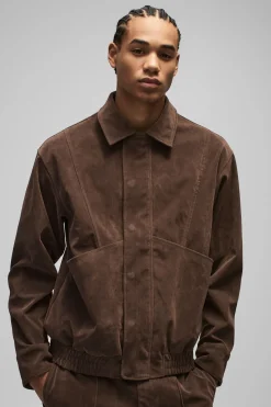 Veste Harrington Boxy en daim synthétique à poche
