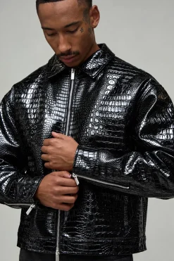 Veste Harrington Boxy en synthétique Croc