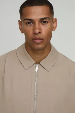 boohooMAN Veste Harrington Boxy Oversize Coordonnée Avec Plis Plats Ajustés Devant<Homme Ensembles
