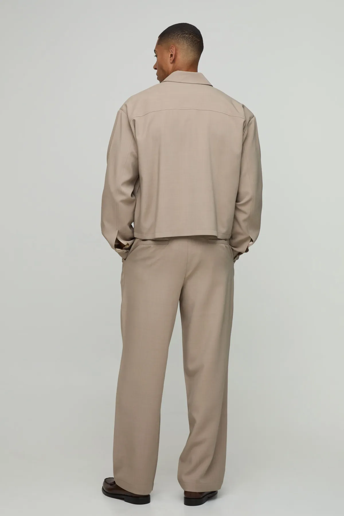 boohooMAN Veste Harrington Boxy Oversize Coordonnée Avec Plis Plats Ajustés Devant<Homme Ensembles