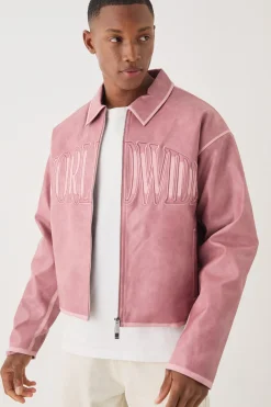 Veste Harrington Boxy Tumble avec appliqué en synthétique en rose