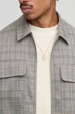 boohooMAN Veste Harrington à carreaux surdimensionnée, au style boxy, avec poche cargo<Homme Manteaux Et Vestes