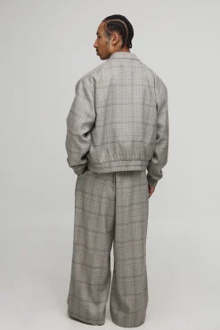 boohooMAN Veste Harrington à carreaux surdimensionnée, au style boxy, avec poche cargo<Homme Manteaux Et Vestes