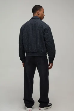Veste Harrington À Carreaux Texturés Coupe Ample