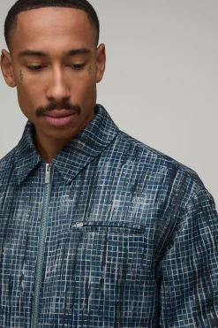 boohooMAN Veste Harrington À Carreaux Usés Coupe Ample<Homme Vestes & Manteaux Grande Taille|Tout Afficher