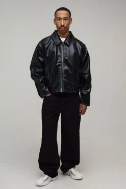 Veste Harrington À Col Rabattu Coupe Ample Brillante Avec Coutures Contrastées