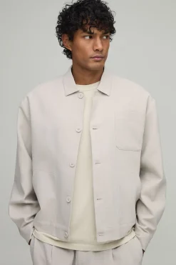 Veste Harrington Coordonnée Oversize Ajustée Effet Lin