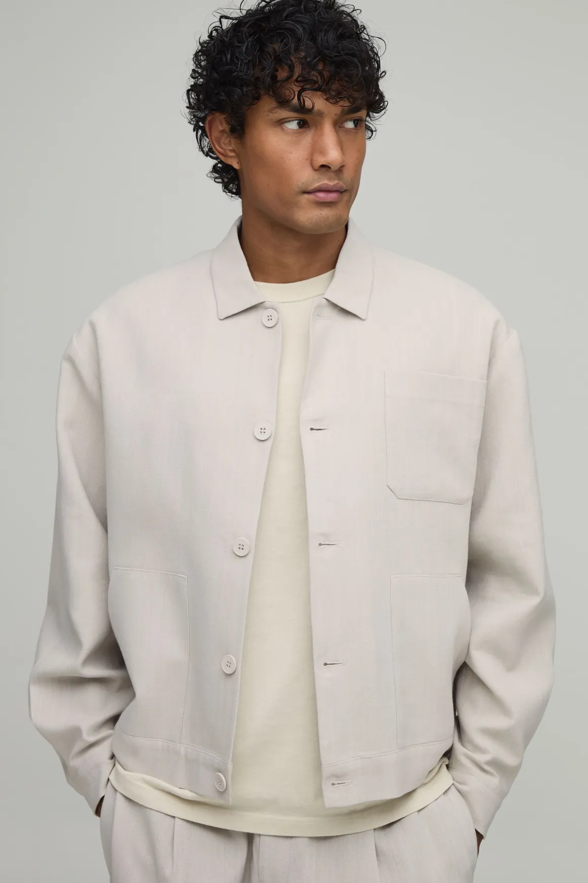 Veste Harrington Coordonnée Oversize Ajustée Effet Lin