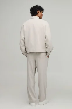 Veste Harrington Coordonnée Oversize Ajustée Effet Lin