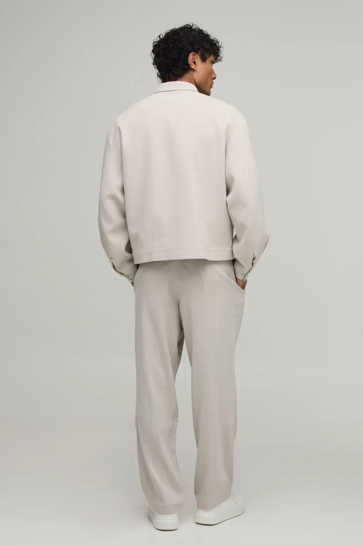 Veste Harrington Coordonnée Oversize Ajustée Effet Lin