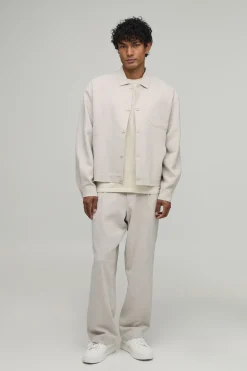 Veste Harrington Coordonnée Oversize Ajustée Effet Lin