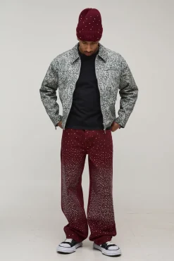 boohooMAN Veste Harrington Coupe Ample Sergé Imprimé Léopard<Homme Manteaux Et Vestes