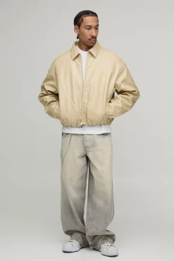 Veste Harrington Coupe Ample En Synthétique Effet Croco Avec Ourlet Élastiqué