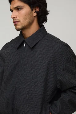 Veste Harrington Coupe Boxy En Synthétique Texturé Motif Zèbre Avec Ourlet Élastiqué