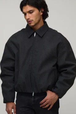 Veste Harrington Coupe Boxy En Synthétique Texturé Motif Zèbre Avec Ourlet Élastiqué