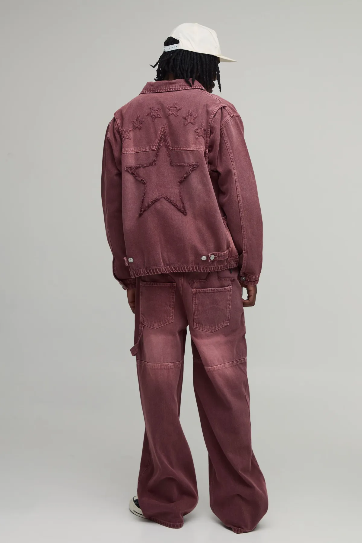 boohooMAN Veste Harrington En Denim Appliqué Western Overteint Grande Taille<Homme Denim|Tout Afficher