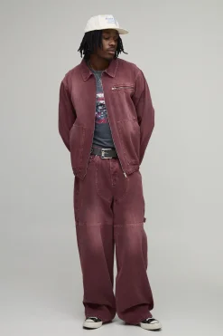 boohooMAN Veste Harrington En Denim Appliqué Western Overteint Grande Taille<Homme Denim|Tout Afficher