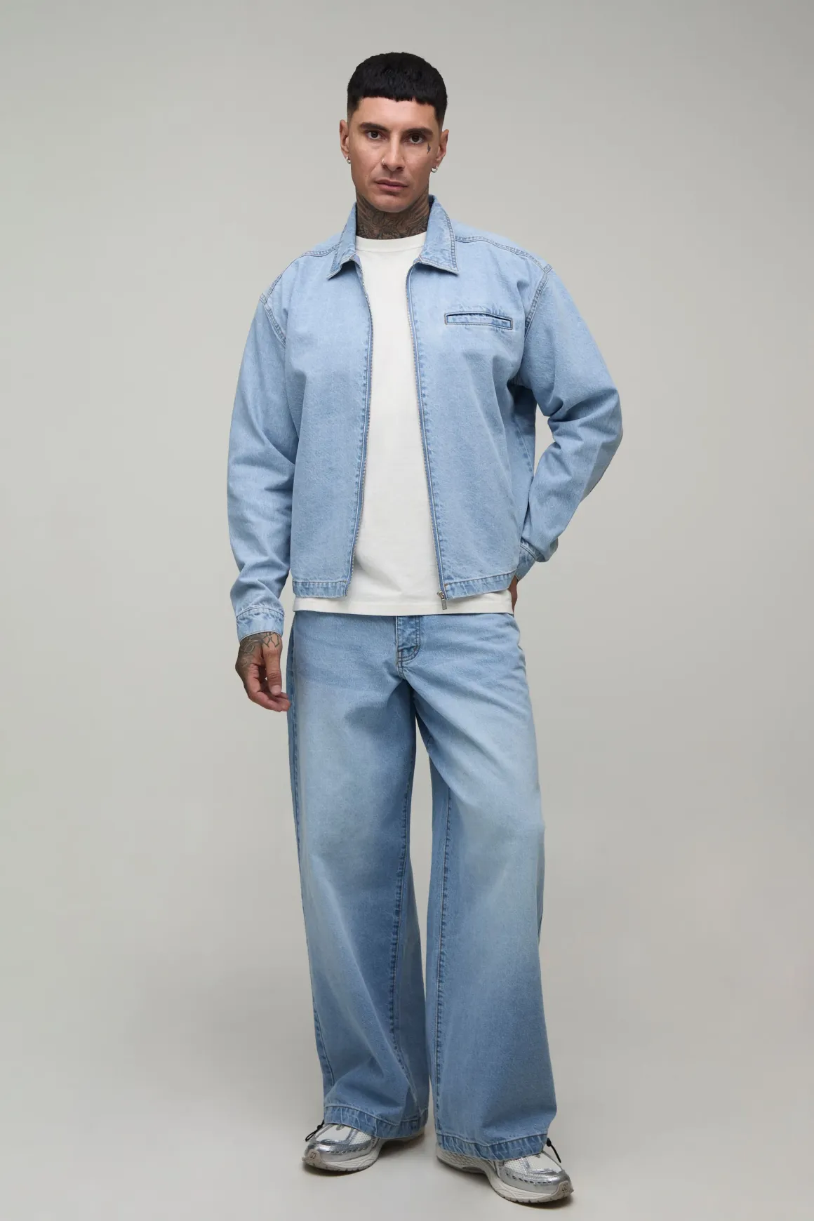 Veste Harrington En Denim Coupe Ample Basique Tall