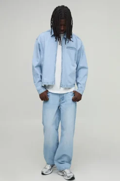 Veste Harrington En Denim Coupe Carrée Essentielle