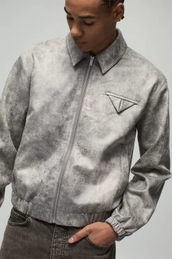 boohooMAN Veste Harrington en fausse suède au look boxy lavé<Homme Manteaux Et Vestes