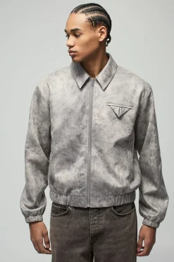 boohooMAN Veste Harrington en fausse suède au look boxy lavé<Homme Manteaux Et Vestes