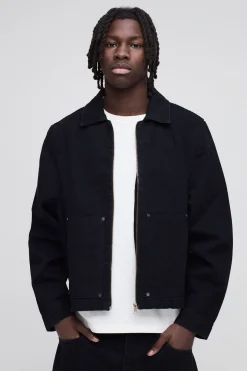 Veste Harrington en jean à imprimé charpentier