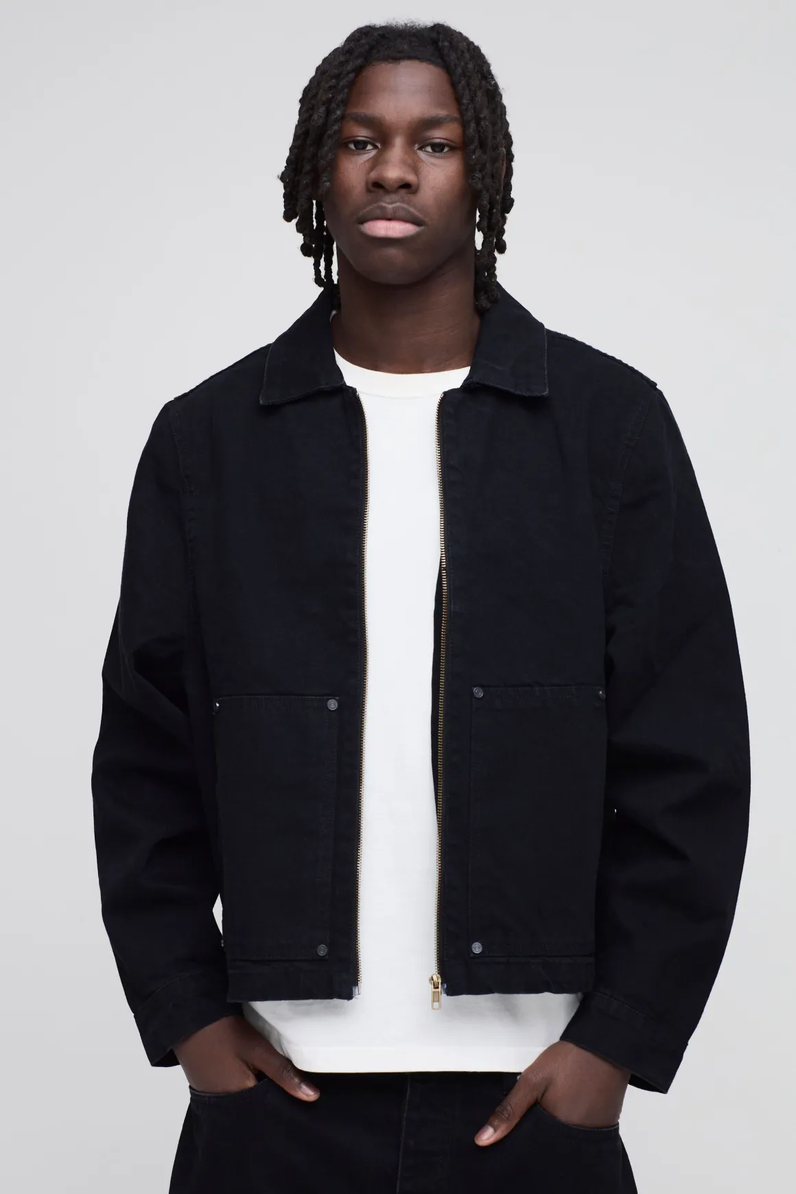 Veste Harrington en jean à imprimé charpentier